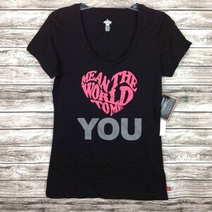 Dickies Girl You Mean The World Black Tee Juniors Size M Medium V-Neck T-Shirt